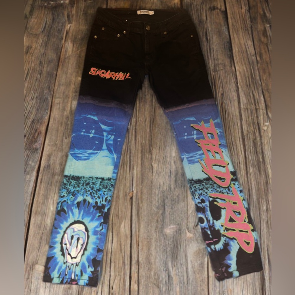 Sugarhill “Ocean Field Trip Denim” – Size 32 – Artistic Patchwork Jeans